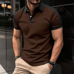 image-Men's Short Sleeve Business Shirt Summer Casual Polo Shirts