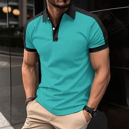 image-Men's Short Sleeve Business Shirt Summer Casual Polo Shirts