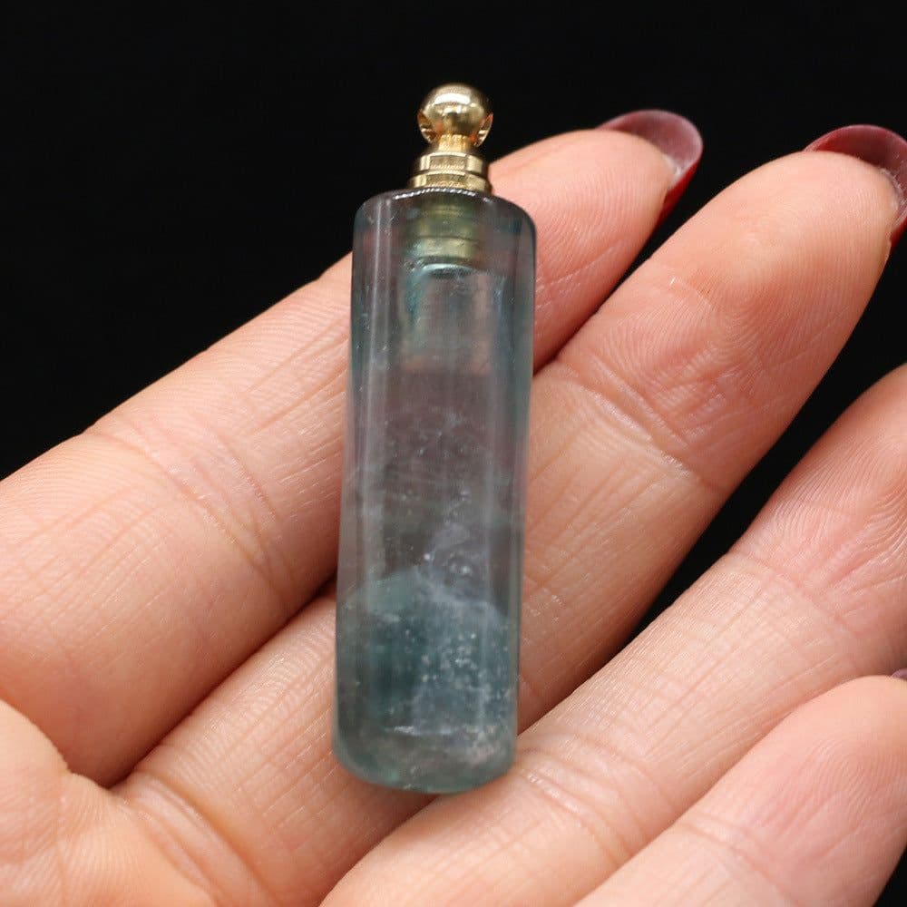image-Natural Stone Necklace Perfume Bottle Pendant