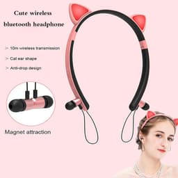image-LED Glowing True Wireless Bluetooth Headphones Auriculares Cartoon Girl Headband Cat Ear Headset With Microphone For All Phones