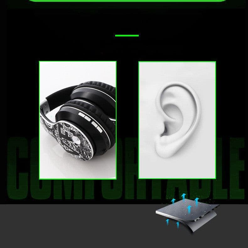 image-Headphones Wireless Bluetooth Headset Music Sports Heavy Bass Mobile Phone Card Headset