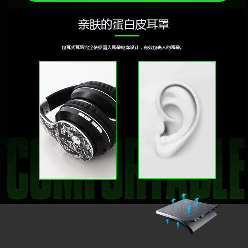 image-Headphones Wireless Bluetooth Headset Music Sports Heavy Bass Mobile Phone Card Headset