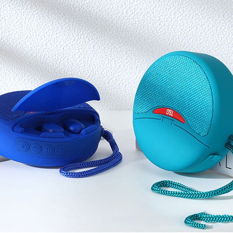 image-Outdoor Portable Headset Bluetooth Speaker Integrated Wireless 3D Stereo Subwoofer Music Speaker Support TF Card FM Radio