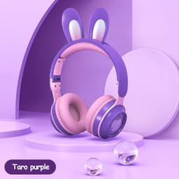 image-Rabbit Ear Headphones Wireless Luminous Extendable Wheat Headphones