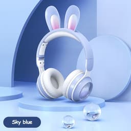 image-Rabbit Ear Headphones Wireless Luminous Extendable Wheat Headphones