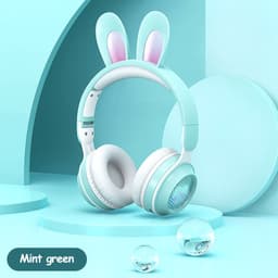 image-Rabbit Ear Headphones Wireless Luminous Extendable Wheat Headphones