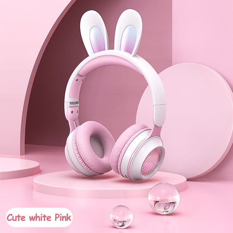 image-Rabbit Ear Headphones Wireless Luminous Extendable Wheat Headphones