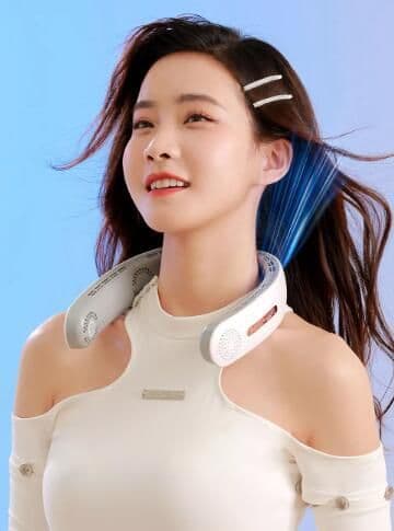 image-Lazy Mute Outdoor Sports USB Folding Leafless Hanging Neck Electric Fan