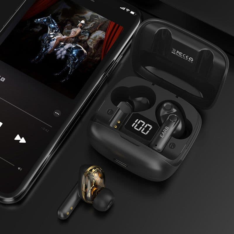 image-New Mini Transparent Wireless Bluetooth Headset Digital Display ENC Noise Reduction True Wireless Sports Music