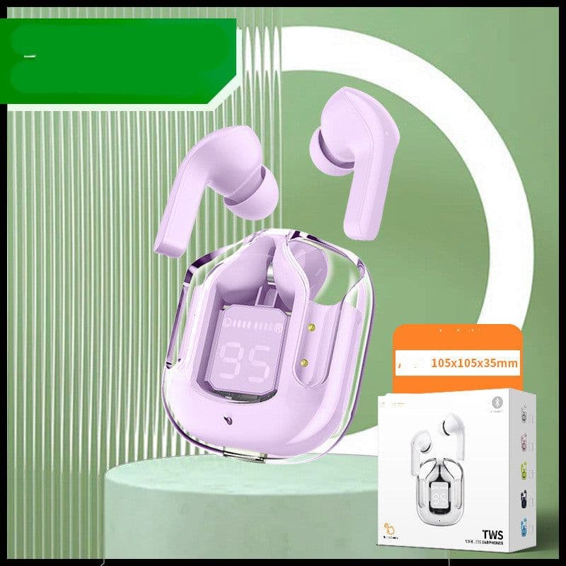 image-New Mini Transparent Wireless Bluetooth Headset Digital Display ENC Noise Reduction True Wireless Sports Music