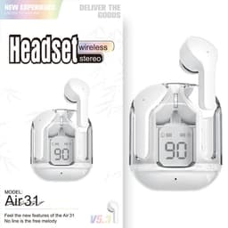 image-New Mini Transparent Wireless Bluetooth Headset Digital Display ENC Noise Reduction True Wireless Sports Music