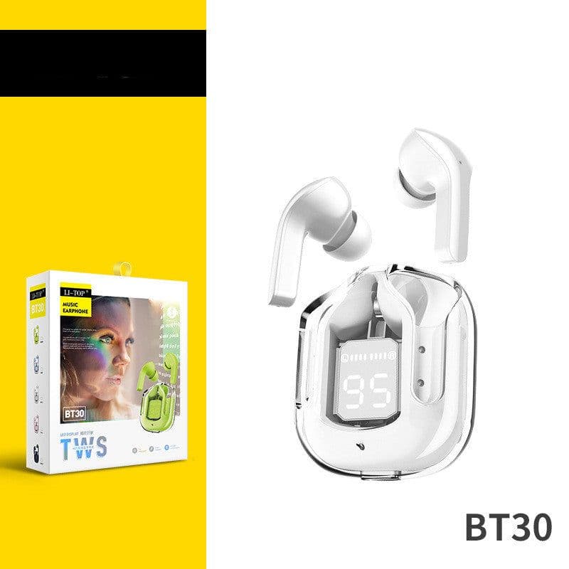 image-New Mini Transparent Wireless Bluetooth Headset Digital Display ENC Noise Reduction True Wireless Sports Music