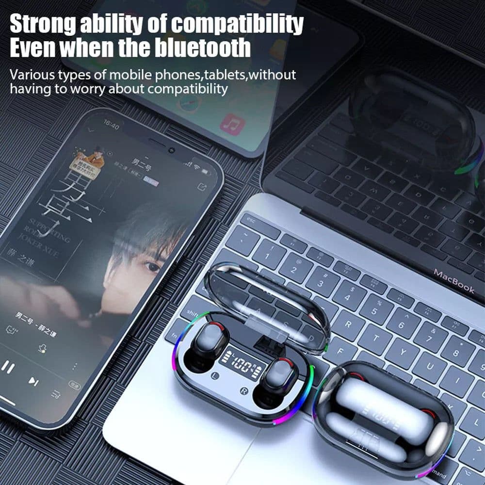 image-Mini Wireless Earbuds - Earbud Headphones With Digital Display Bluetooth Earbuds TWS 5.3 Wireless Headphones Earphone Waterproof For All Phones