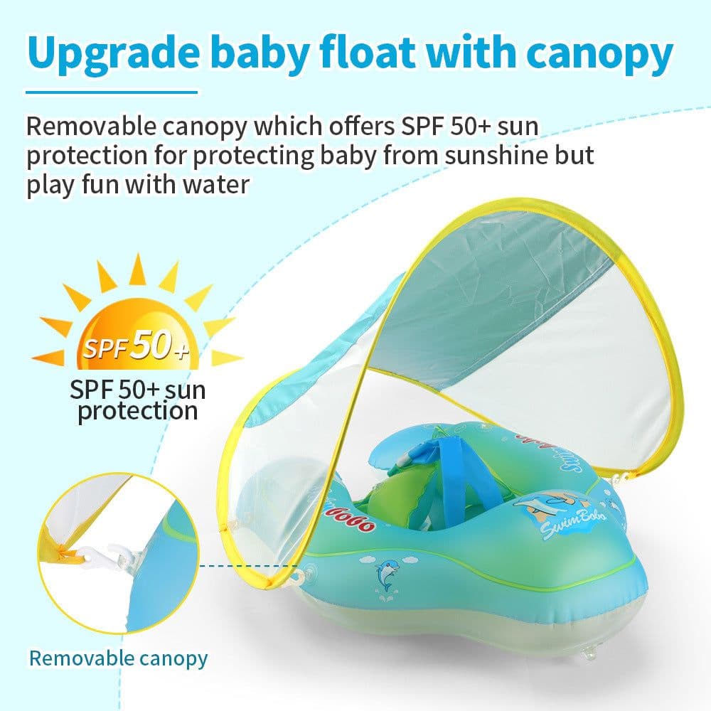 image-Baby Swimming Float With Canopy Inflatable Infant Floating Ring Kids Swim Pool Accessories Circle Bathing Summer Toys