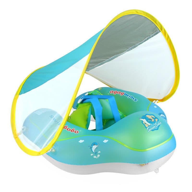 image-Baby Swimming Float With Canopy Inflatable Infant Floating Ring Kids Swim Pool Accessories Circle Bathing Summer Toys