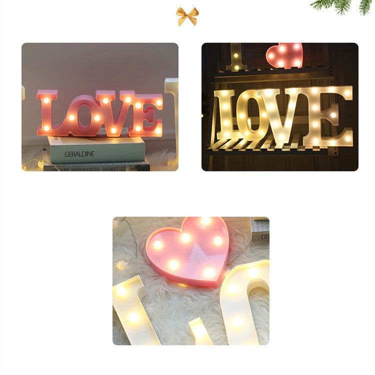 image-Luminous LED Letter Number Night Light English Alphabet Number Battery Lamp Romantic Wedding Christmas Party Decoration