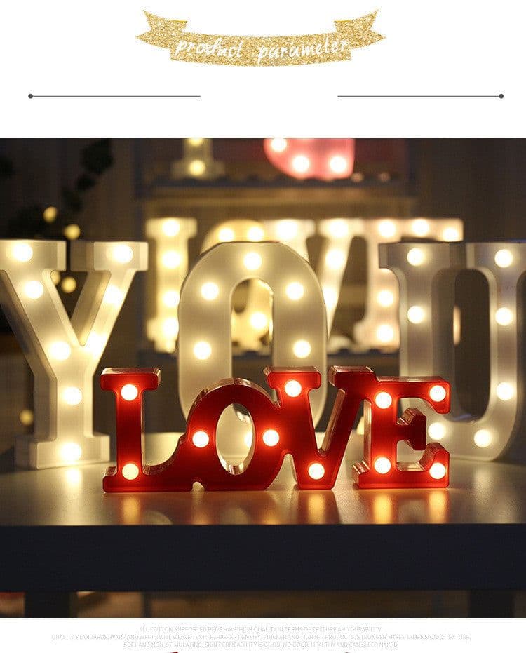 image-Luminous LED Letter Number Night Light English Alphabet Number Battery Lamp Romantic Wedding Christmas Party Decoration