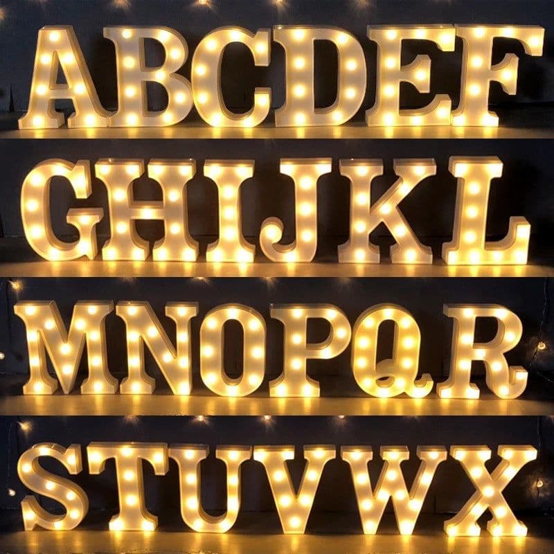 image-Luminous LED Letter Number Night Light English Alphabet Number Battery Lamp Romantic Wedding Christmas Party Decoration
