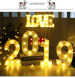 image-Luminous LED Letter Number Night Light English Alphabet Number Battery Lamp Romantic Wedding Christmas Party Decoration