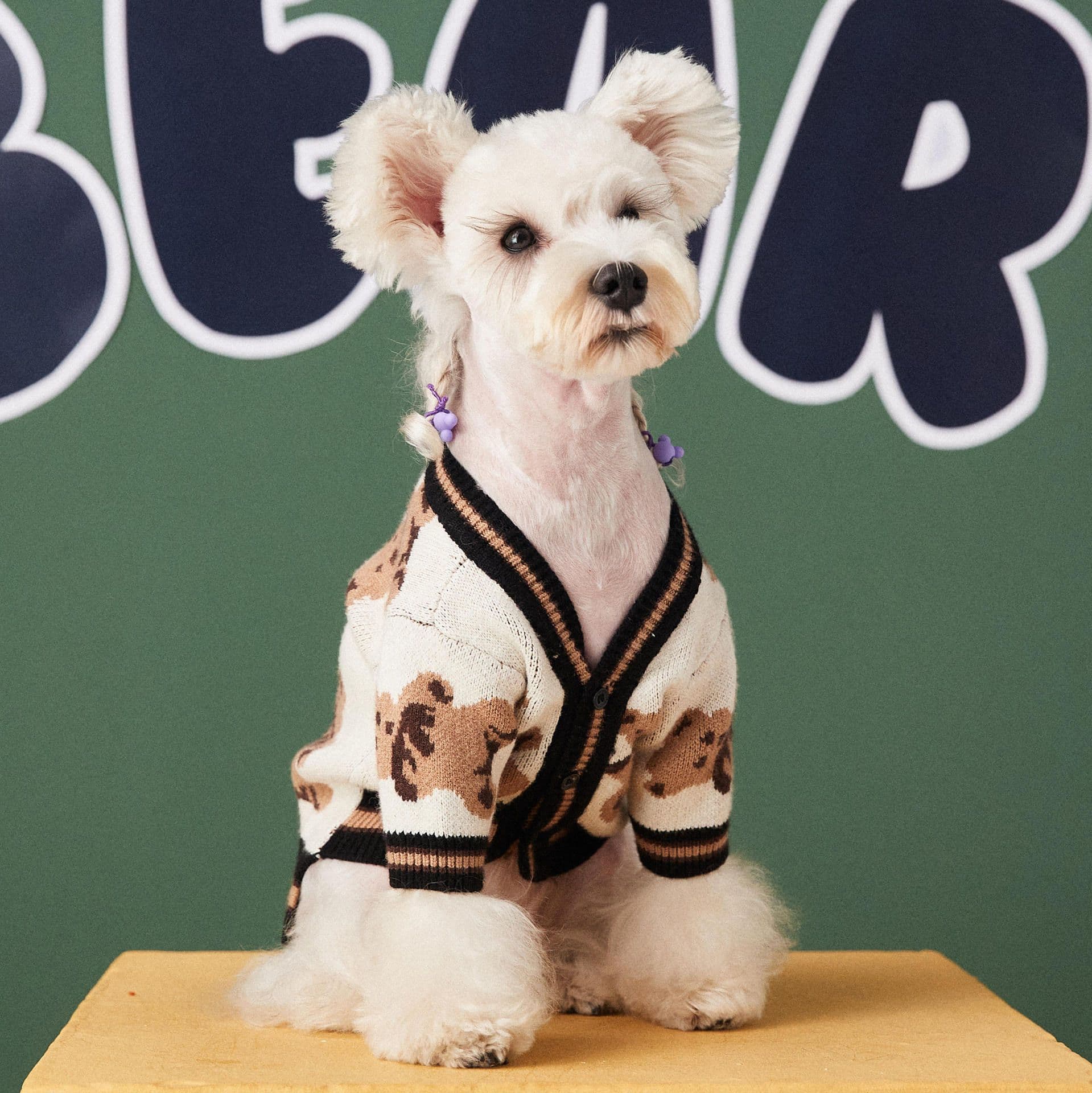 image-Dog Cat Sweater Preppy Style V-neck Striped Vest Pet Puppy Winter Warm Clothes Apparel For Dogs Cats