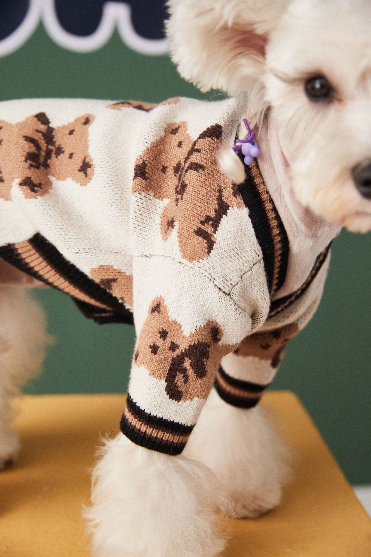 image-Dog Cat Sweater Preppy Style V-neck Striped Vest Pet Puppy Winter Warm Clothes Apparel For Dogs Cats