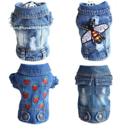 image-Designer Dog Clothes Small Dog Denim Jacket Coat Cat Costume Puppy Jeans Vest Spring Clothing