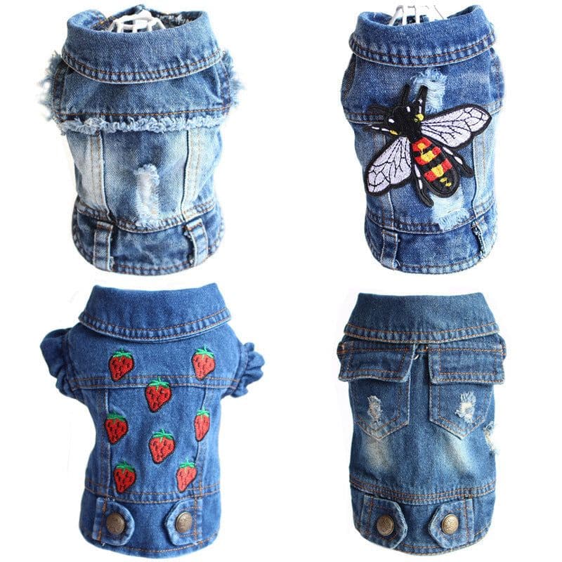 image-Designer Dog Clothes Small Dog Denim Jacket Coat Cat Costume Puppy Jeans Vest Spring Clothing