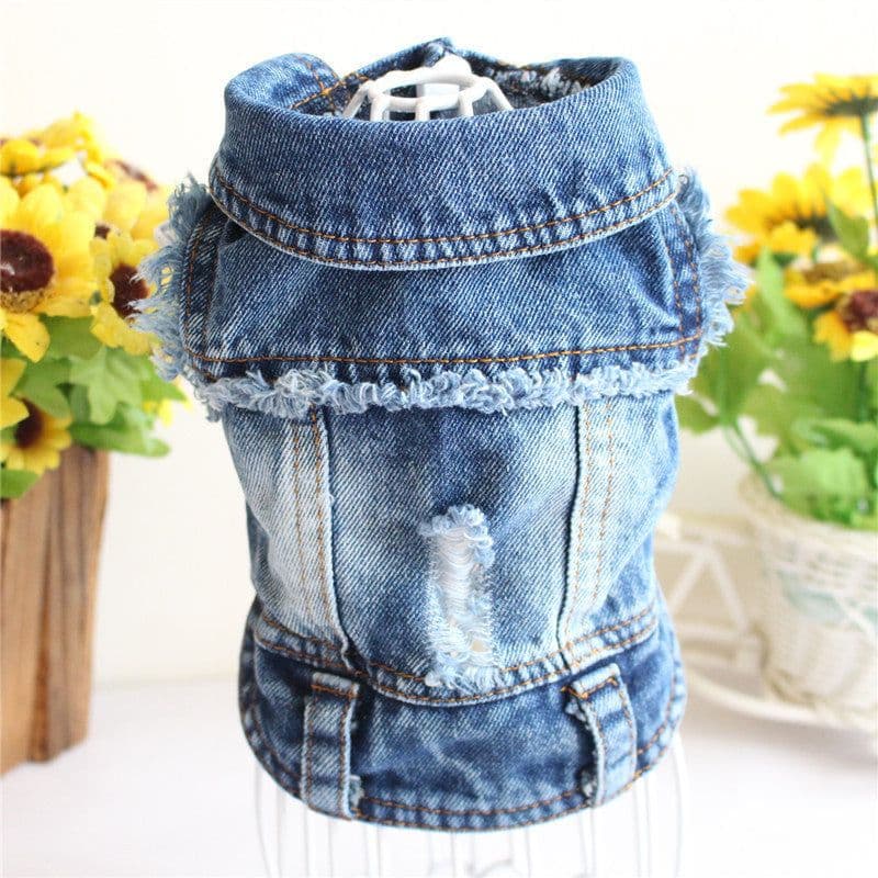 image-Designer Dog Clothes Small Dog Denim Jacket Coat Cat Costume Puppy Jeans Vest Spring Clothing