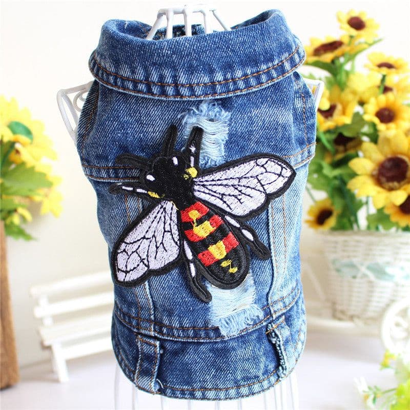 image-Designer Dog Clothes Small Dog Denim Jacket Coat Cat Costume Puppy Jeans Vest Spring Clothing