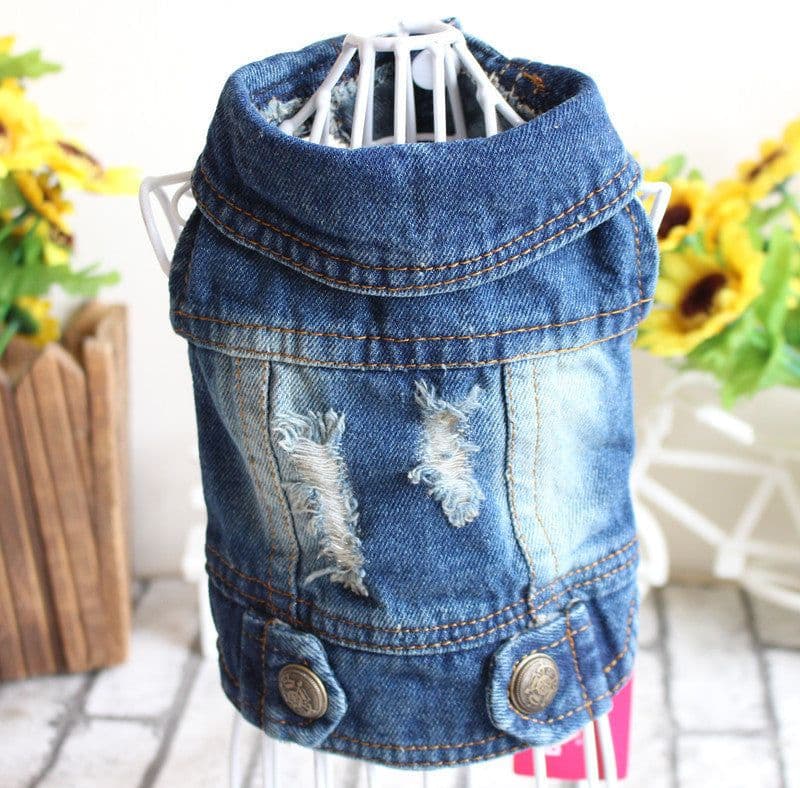 image-Designer Dog Clothes Small Dog Denim Jacket Coat Cat Costume Puppy Jeans Vest Spring Clothing