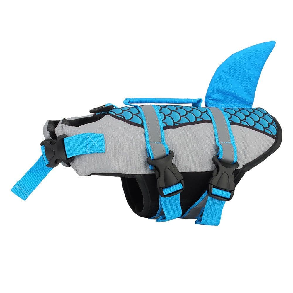 image-Swim Pet Dog Life Jacket Vest Clothes Life Vest Collar Harness Pets Swimming Summer Swimwear Scales Shark Pet Products