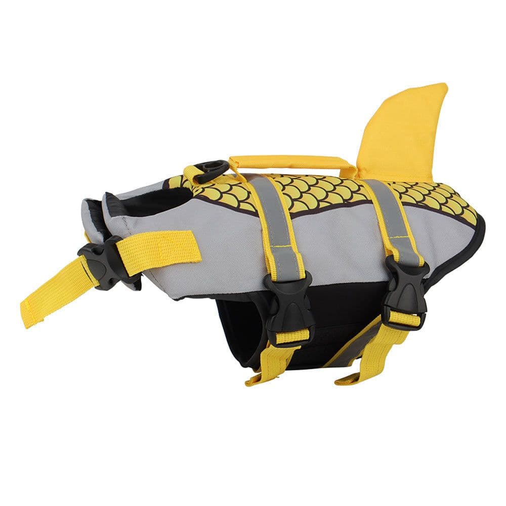 image-Swim Pet Dog Life Jacket Vest Clothes Life Vest Collar Harness Pets Swimming Summer Swimwear Scales Shark Pet Products