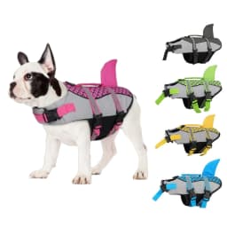 image-Swim Pet Dog Life Jacket Vest Clothes Life Vest Collar Harness Pets Swimming Summer Swimwear Scales Shark Pet Products