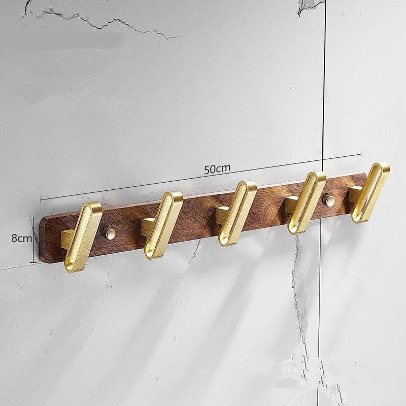 image-Bathroom Black Walnut Clothes Hooks Free Perforated Row Hooks
