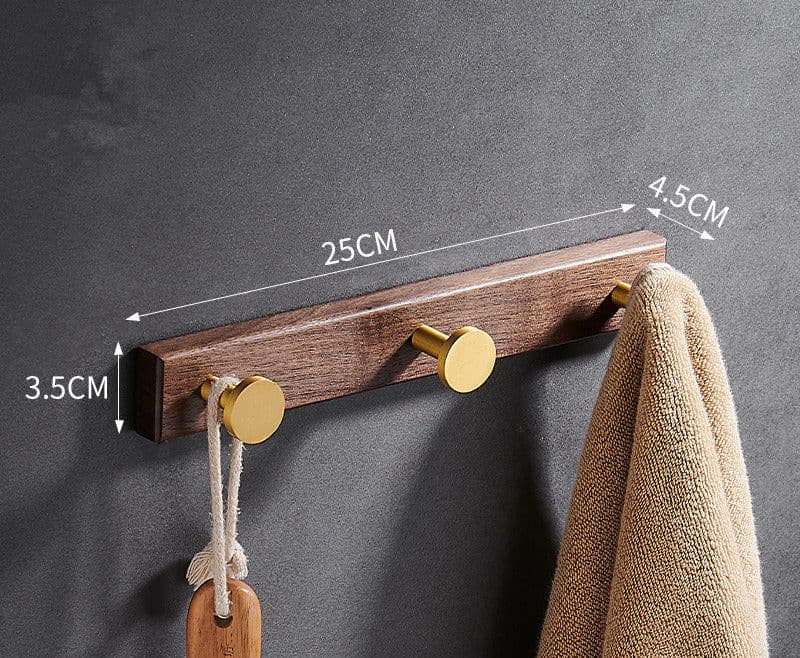image-Bathroom Black Walnut Clothes Hooks Free Perforated Row Hooks