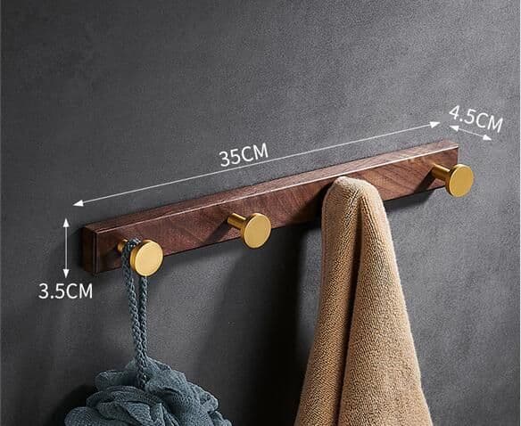 image-Bathroom Black Walnut Clothes Hooks Free Perforated Row Hooks