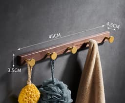 image-Bathroom Black Walnut Clothes Hooks Free Perforated Row Hooks