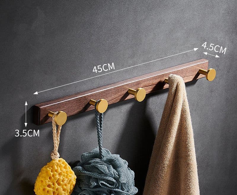 image-Bathroom Black Walnut Clothes Hooks Free Perforated Row Hooks