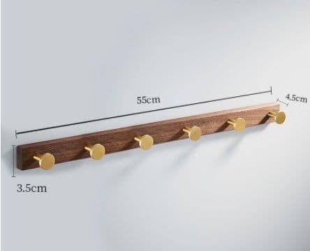 image-Bathroom Black Walnut Clothes Hooks Free Perforated Row Hooks