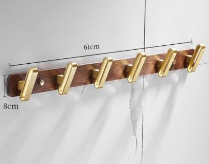 image-Bathroom Black Walnut Clothes Hooks Free Perforated Row Hooks