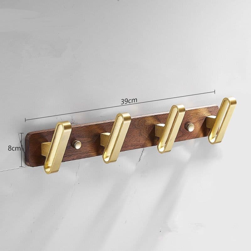 image-Bathroom Black Walnut Clothes Hooks Free Perforated Row Hooks