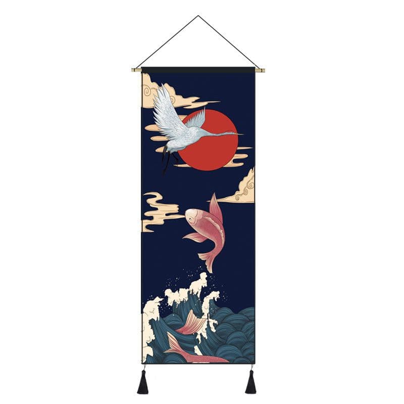 image-Japanese Style Hanging Painting Crane Lady Ukiyo-E Japanese Landscape Living Room Background Wall Decoration Painting Tatami Bedroom Mural