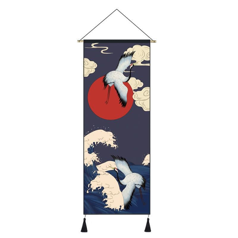 image-Japanese Style Hanging Painting Crane Lady Ukiyo-E Japanese Landscape Living Room Background Wall Decoration Painting Tatami Bedroom Mural