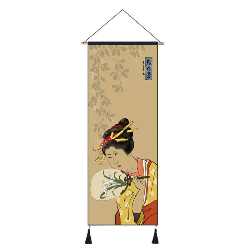 image-Japanese Style Hanging Painting Crane Lady Ukiyo-E Japanese Landscape Living Room Background Wall Decoration Painting Tatami Bedroom Mural