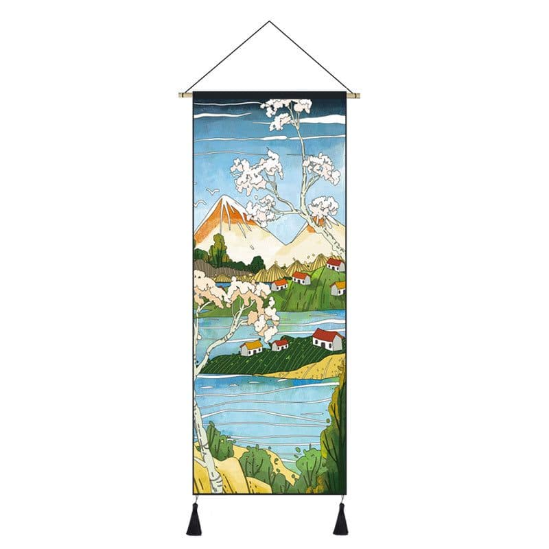 image-Japanese Style Hanging Painting Crane Lady Ukiyo-E Japanese Landscape Living Room Background Wall Decoration Painting Tatami Bedroom Mural