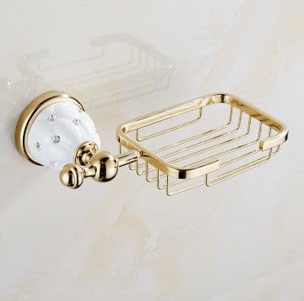 image-Diamond-studded Bath Towel Rack Golden Towel Rack Bathroom Bathroom Shelf