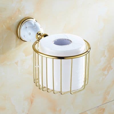 image-Diamond-studded Bath Towel Rack Golden Towel Rack Bathroom Bathroom Shelf