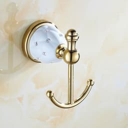 image-Diamond-studded Bath Towel Rack Golden Towel Rack Bathroom Bathroom Shelf