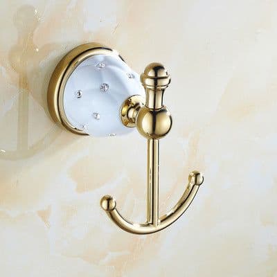 image-Diamond-studded Bath Towel Rack Golden Towel Rack Bathroom Bathroom Shelf