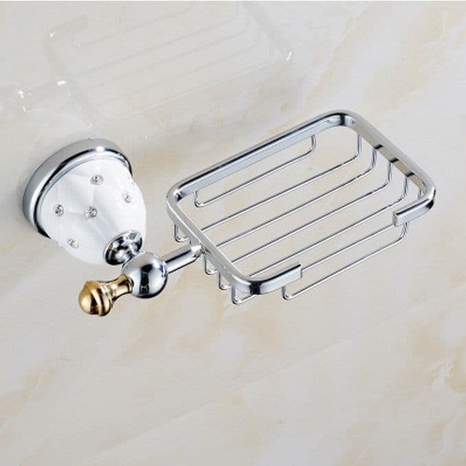 image-Diamond-studded Bath Towel Rack Golden Towel Rack Bathroom Bathroom Shelf